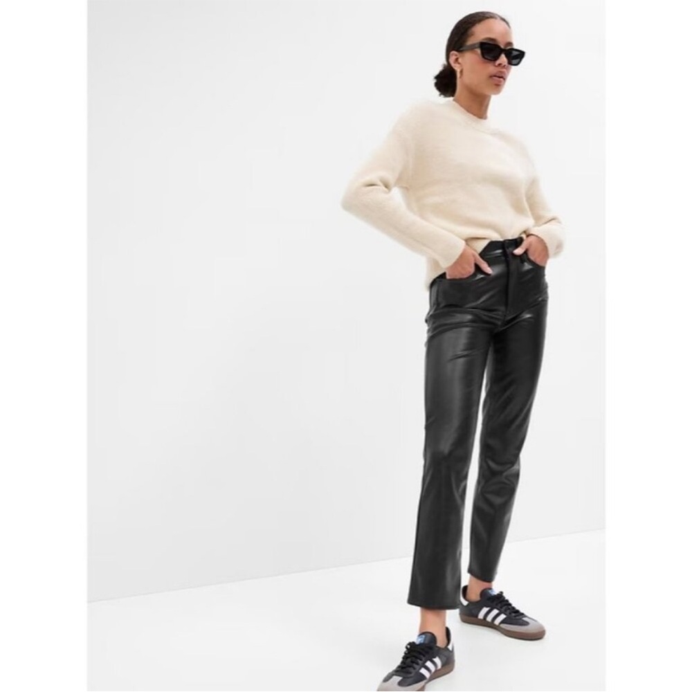 GAP  Slim Straight High Rise Black leather Pants